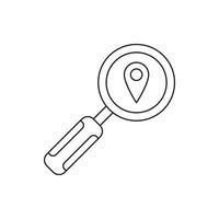 Magnifying glass and pin pointer icon vector
