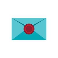 Letter with sealing wax icon, flat style vector