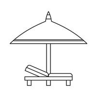 Bench and umbrella icon, outline style vector