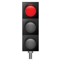 Red color traffic lights icon, realistic style vector