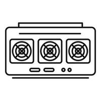 Desktop mining farm bitcoin icon, outline style vector