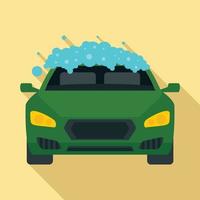 icono de coche de lavado de espuma, estilo plano vector