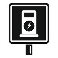 Road sign charging station icon, simple style vector