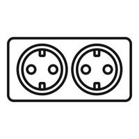 Double wall power socket icon, outline style vector