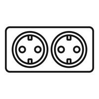 Double wall power socket icon, outline style vector