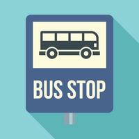 Bus stop traffic sign icon, flat style vector