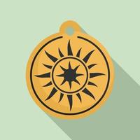 icono de medallón de sol mágico, estilo plano vector