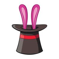 Hat with rabbit icon, cartoon style vector