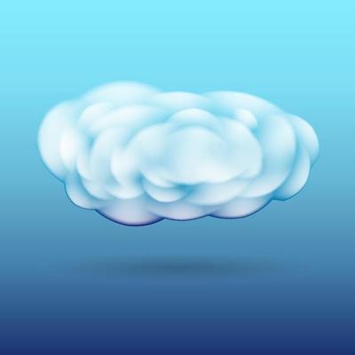 Scalable white vector fluffy cloud with shadow