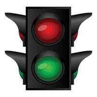 Safety traffic lights icon, cartoon style vector