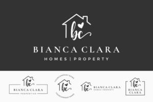 letra inicial bc b logo real estate. hogar, casa, agente inmobiliario, propiedad, colección de diseño de vectores de construcción