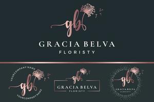 Initial letter GB G logo flower, leaf and beauty. Floral and botanical design template collection vector