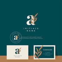 letter A with leaf Beauty vector logo design of initial wedding, fashion, boutique, floral and botanical