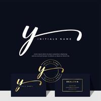 simple elegant initial handwriting letter Y on gold color vector