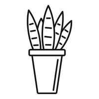 Striped succulent home pot icon, outline style vector