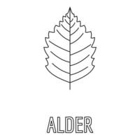 Alder leaf icon, outline style. vector