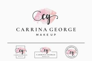 Initial letter CG C logo for lip, kiss, lipstick, makeup vector design collection