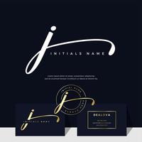 simple elegant initial handwriting letter J on gold color vector