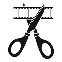 Scissors cut film icon, simple style vector