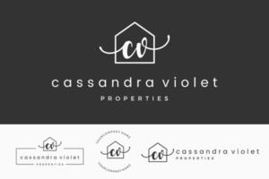 letra inicial cv c logo real estate. hogar, casa, agente inmobiliario, propiedad, colección de diseño de vectores de construcción