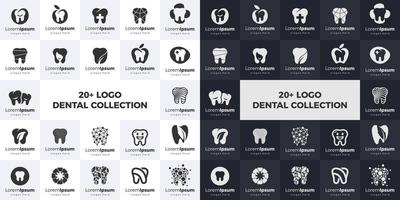 establecer la colección de vectores de diseño de logotipos dentales. paquete de logotipos colección de logotipos de dentistas e iconos de dientes