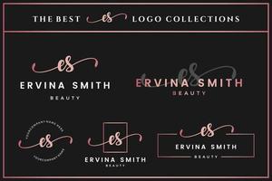 Luxury Initial letter ES E monogram logo for beauty, fashion, boutique design template collection vector