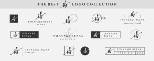 monograma del logotipo de la letra simple inicial ib i en negro para la belleza, la moda, la colección de diseño de fotografía vector