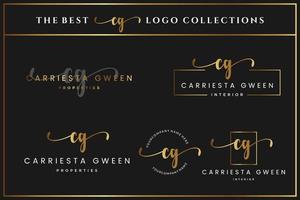 logotipo de monograma de letra inicial de lujo cg c para belleza, moda, colección de plantillas de diseño boutique vector