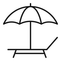 Umbrella chaise icon, outline style vector