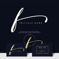 simple elegant initial handwriting letter F on gold color vector