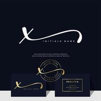 simple elegant initial handwriting letter X on gold color vector