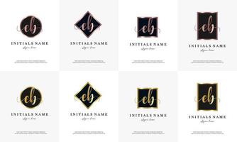initial letter EB E B handwriting logo set design template vector