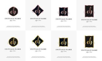 initial letter EB E B handwriting logo set design template vector