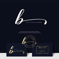 simple elegant initial handwriting letter B on gold color vector