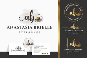 Initial letter AB A lash Eyebrow Lashes eyelash extension logo design collection for Branding vector