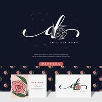 handwriting letter D logo design with rose vector