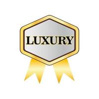 Luxury label with ribbon icon, flat style vector