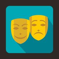 Comedy and tragedy theatrical masks icon vector