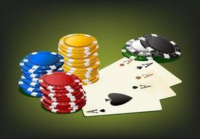 Gambling chip and cards vector