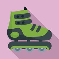 icono de patines en línea protegidos, estilo plano vector