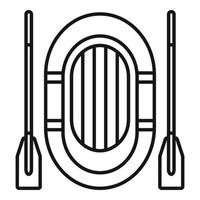 Rubber boat paddle icon, outline style vector