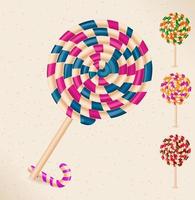 Lollipops and a candy cane - objects- vector