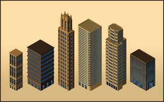 Isometric buildings - vector