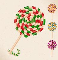 Lollipops and a candy cane - objects- vector