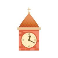 Vintage wooden clock icon, cartoon style vector