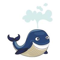 Happy whale icon, cartoon style vector