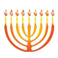 Jewish menorah icon, cartoon style vector