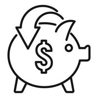 Piggy bank cash back icon, outline style vector