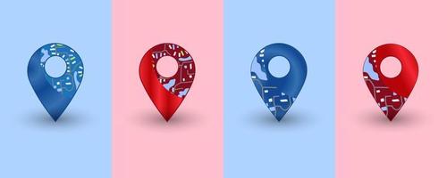 Map Pointer Location pin icon flat vector illustration design Bundle