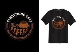 camiseta vectorial de café, tipografía creativa de café nuevo diseño de camiseta vector